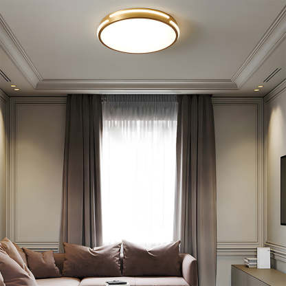Sophisticated Copper Gold Round LED Ceiling Light for Living Room
