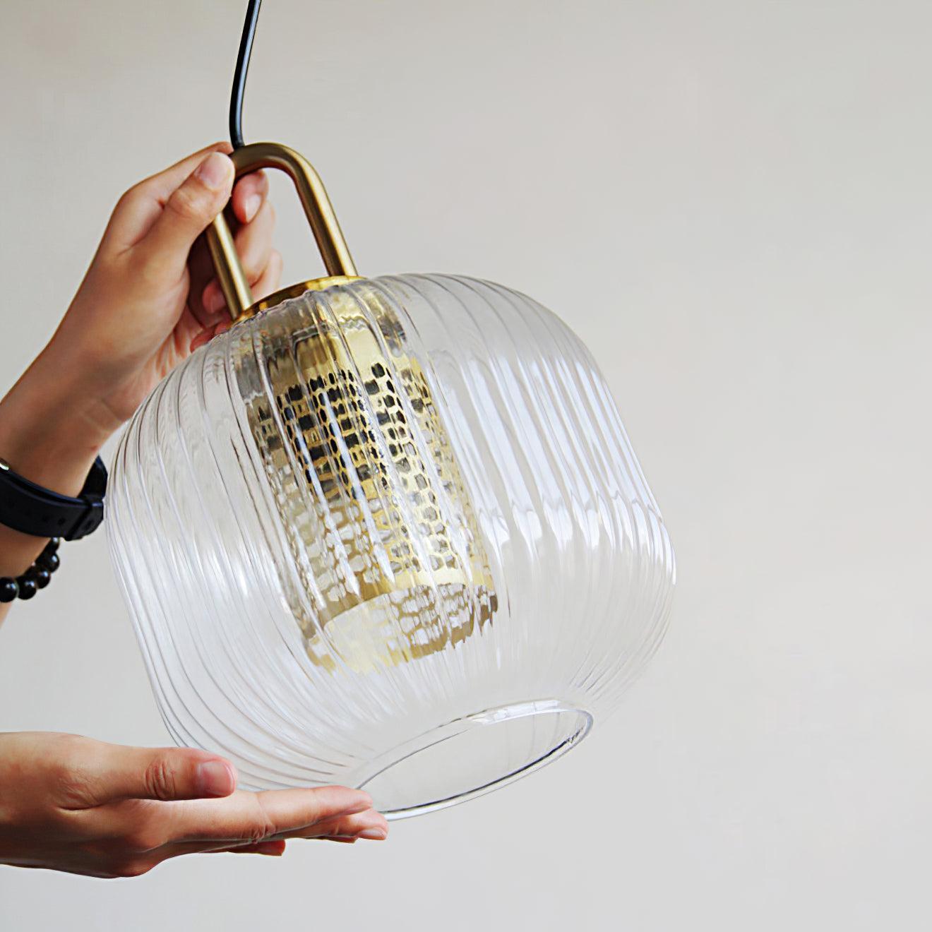 Clear Glass Pendant Light Shade With Brass Fitting -Homdiy