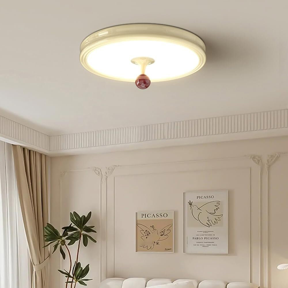 Cream Round LED Flush Mount Ceiling Light For Bedroom