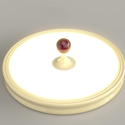 Cream Round LED Flush Mount Ceiling Light For Bedroom