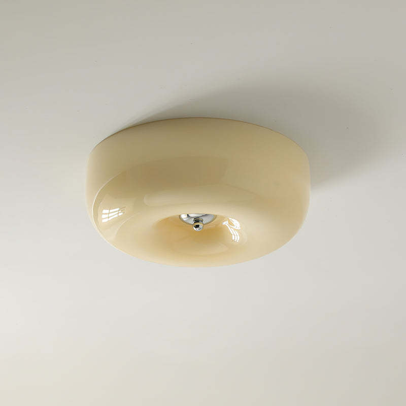 Cream Round Ceiling Lamp Bauhaus Milky Glass Lighting -Homdiy