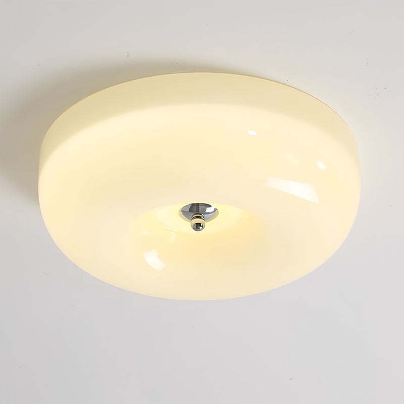 Cream Round Ceiling Lamp Bauhaus Milky Glass Lighting -Homdiy