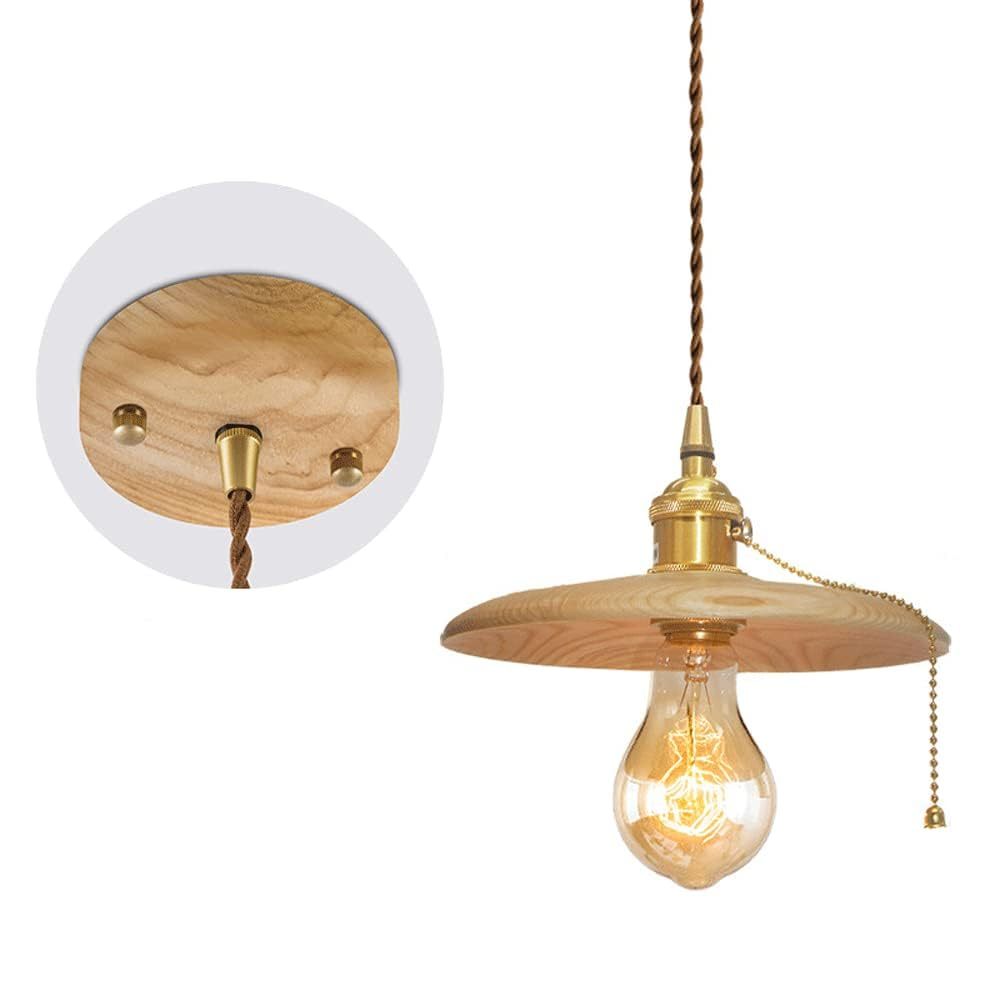 Retro Walnut Conical Pendant Light -Homdiy