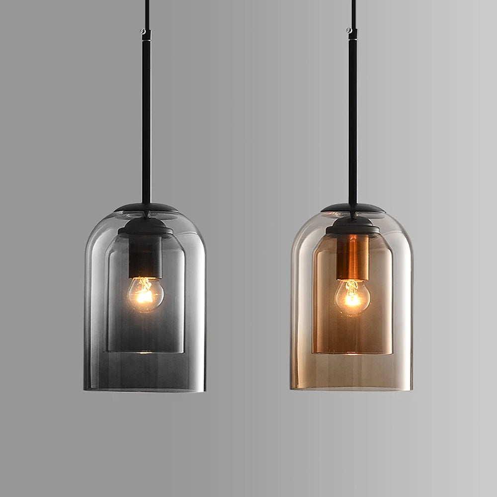 Minimalist Clear Glass Double Layer Pendant Light -Homdiy