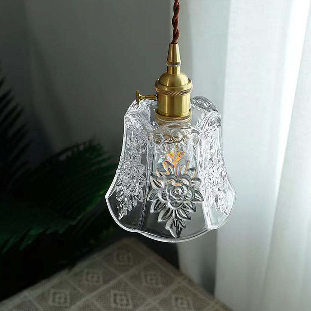Medieval Flower Glass Clear Pendant Light -Homdiy