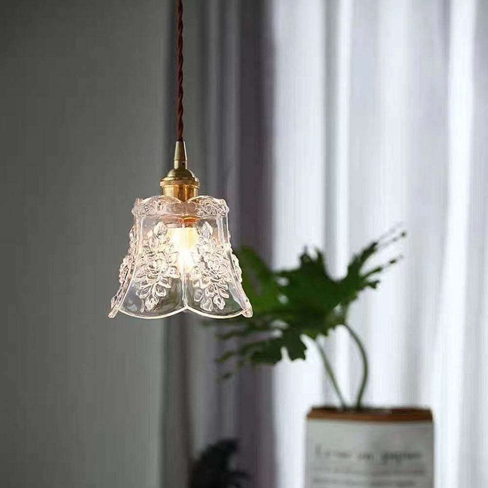 Medieval Flower Glass Clear Pendant Light -Homdiy