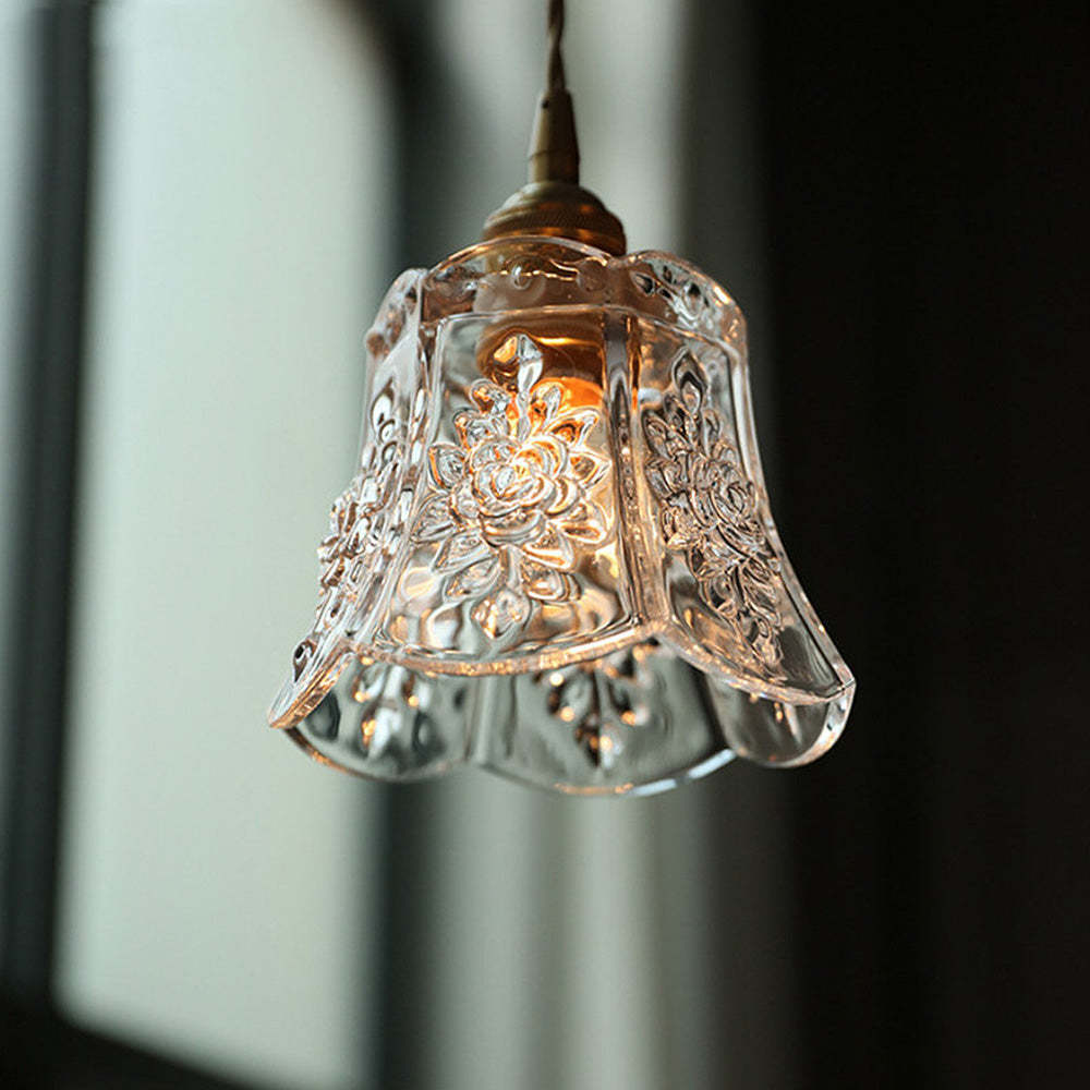 Medieval Flower Glass Clear Pendant Light -Homdiy