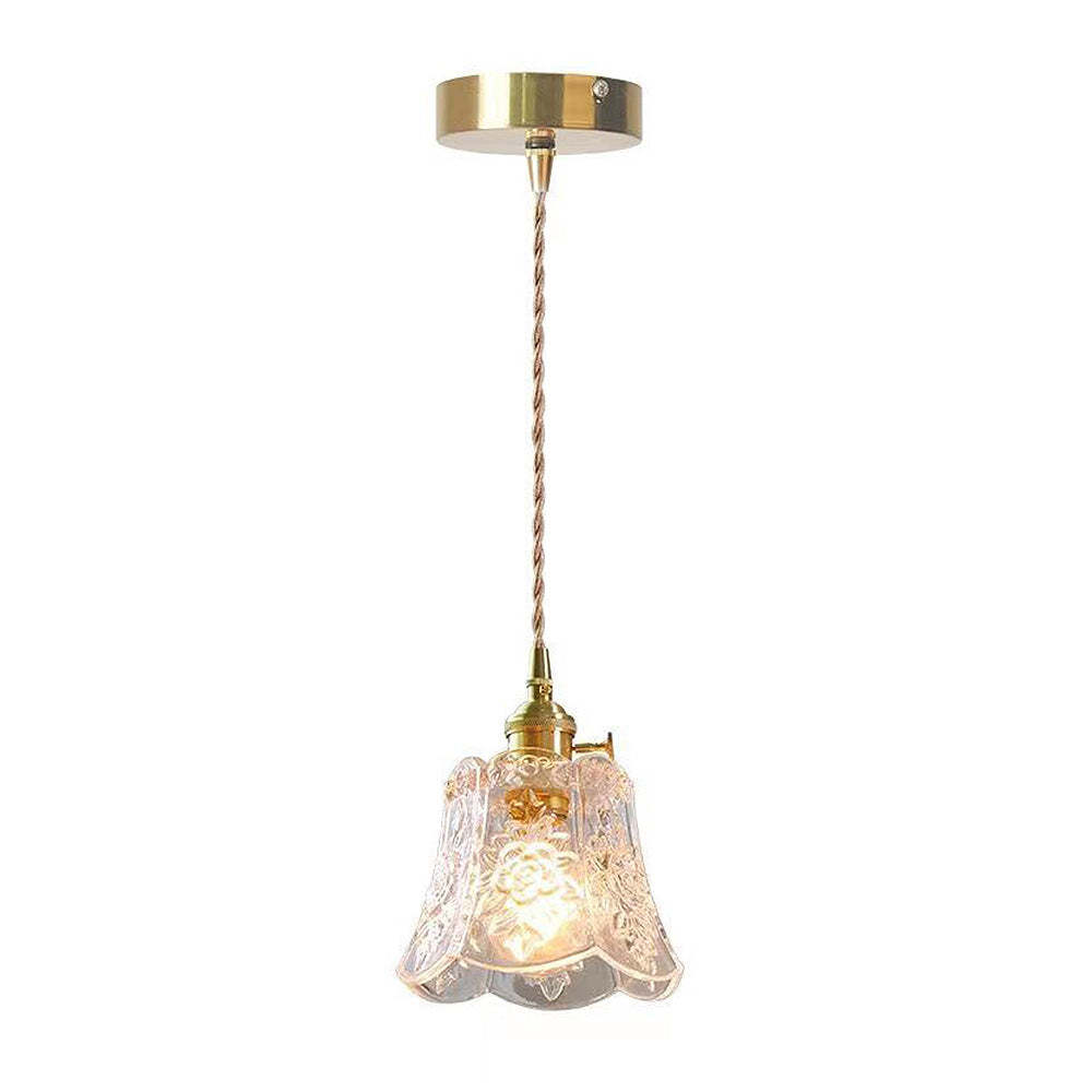 Medieval Flower Glass Clear Pendant Light -Homdiy