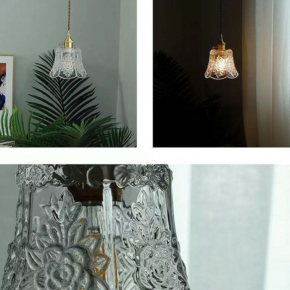 Medieval Flower Glass Clear Pendant Light -Homdiy