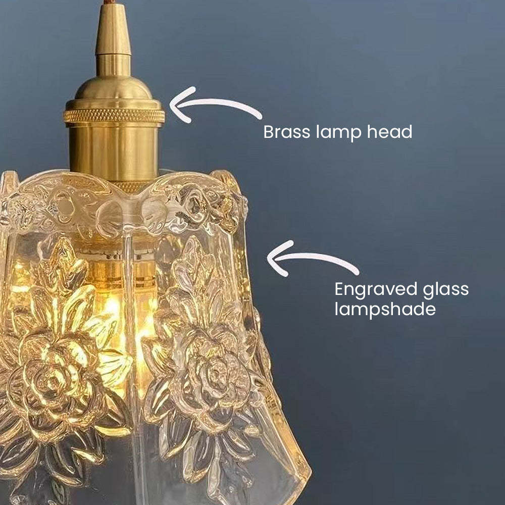 Medieval Flower Glass Clear Pendant Light -Homdiy