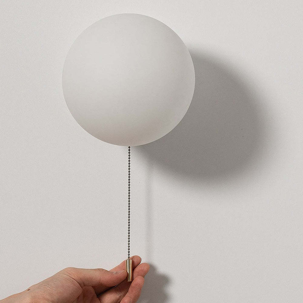Minimalist White Ball Pull Cord Wall Light -Homdiy