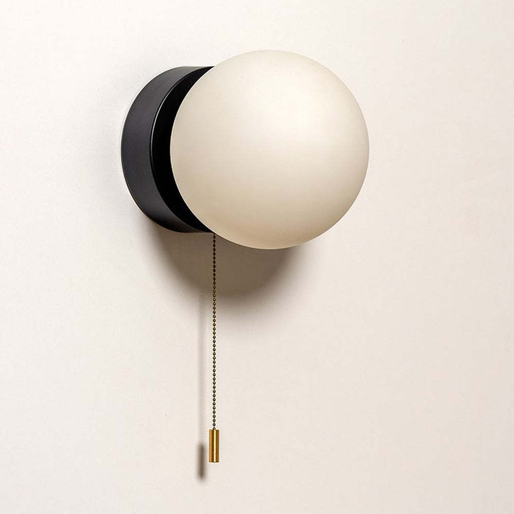 Minimalist White Ball Pull Cord Wall Light -Homdiy