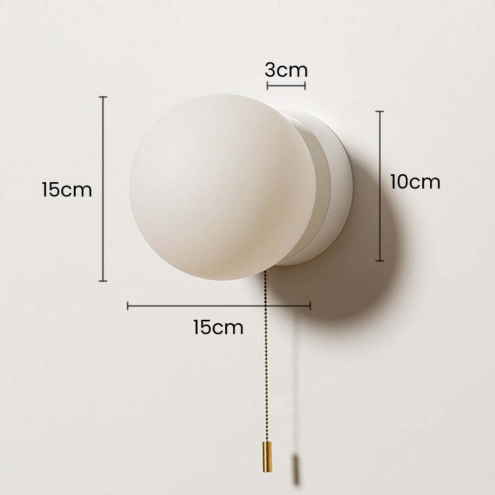 Minimalist White Ball Pull Cord Wall Light -Homdiy