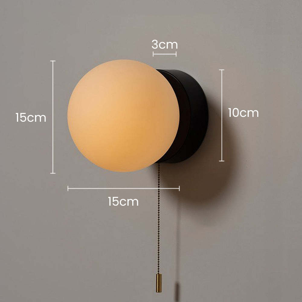 Minimalist White Ball Pull Cord Wall Light -Homdiy