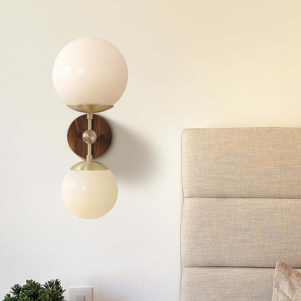 Retro Double Head Wood Wall Light -Homdiy