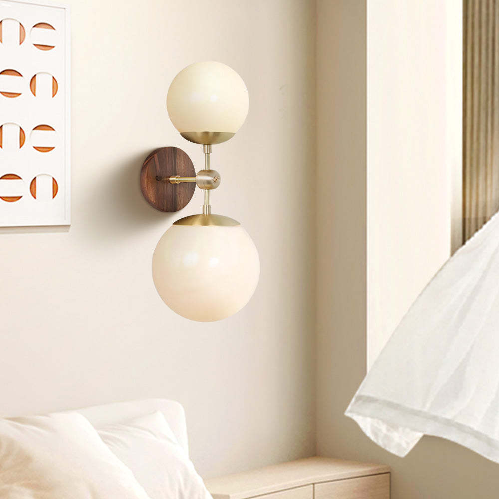 Retro Double Head Wood Wall Light -Homdiy