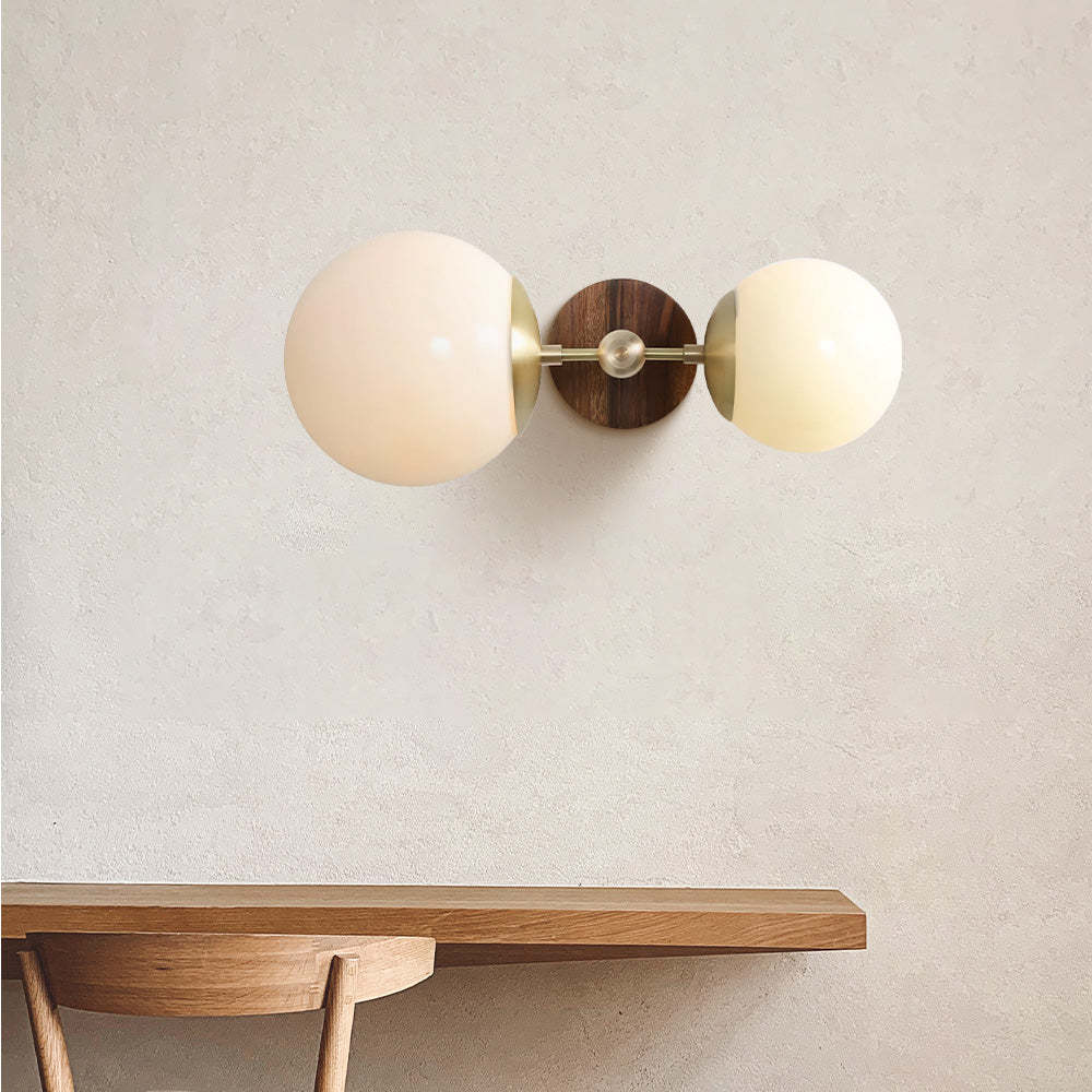 Retro Double Head Wood Wall Light -Homdiy