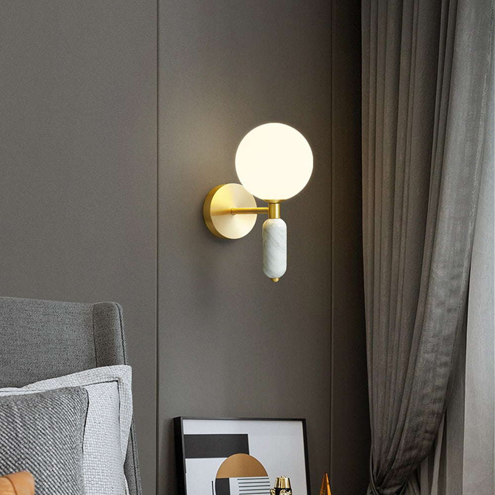 Marble Brass Bedside Wall Light -Homdiy