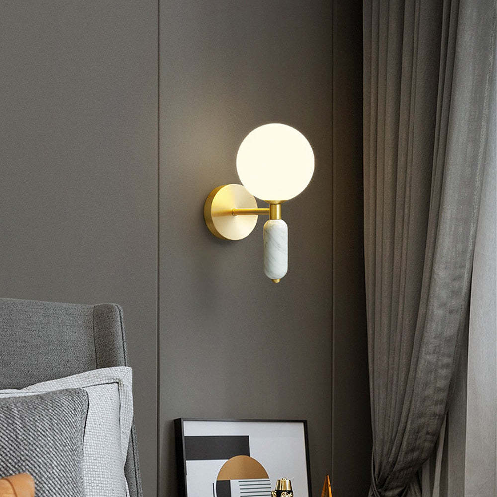 Marble Brass Bedside Wall Light -Homdiy
