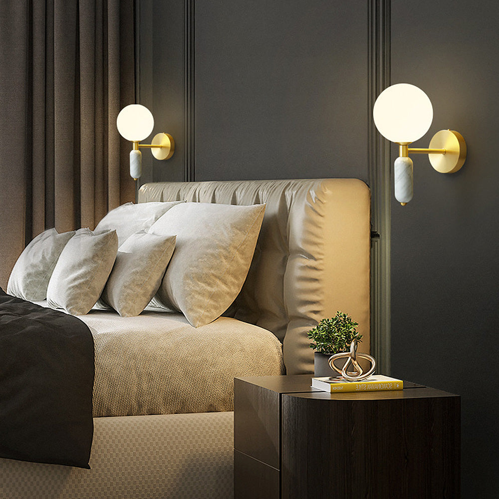 Marble Brass Bedside Wall Light -Homdiy