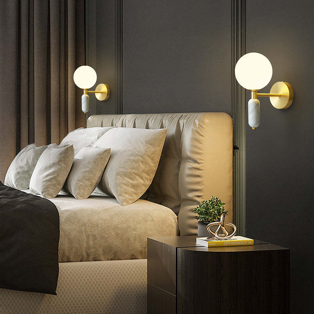 Marble Brass Bedside Wall Light -Homdiy