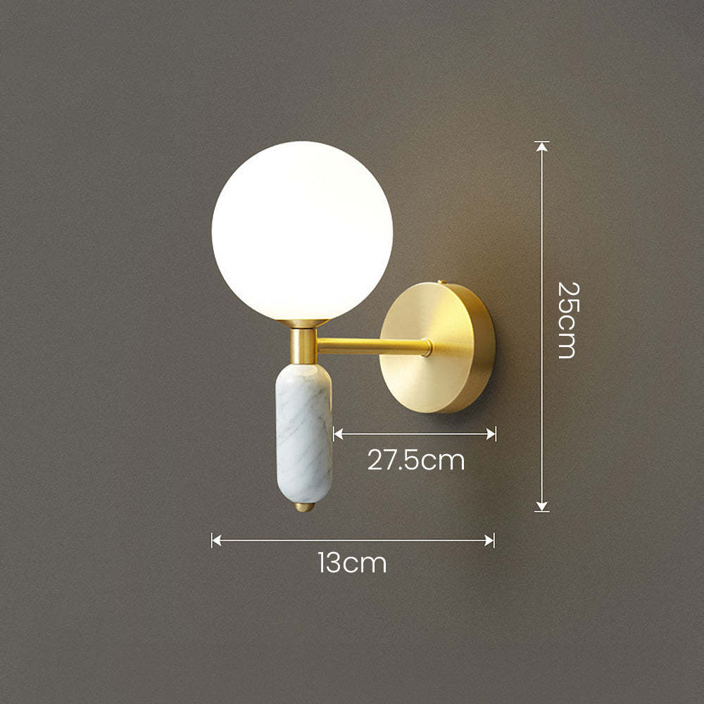 Marble Brass Bedside Wall Light -Homdiy