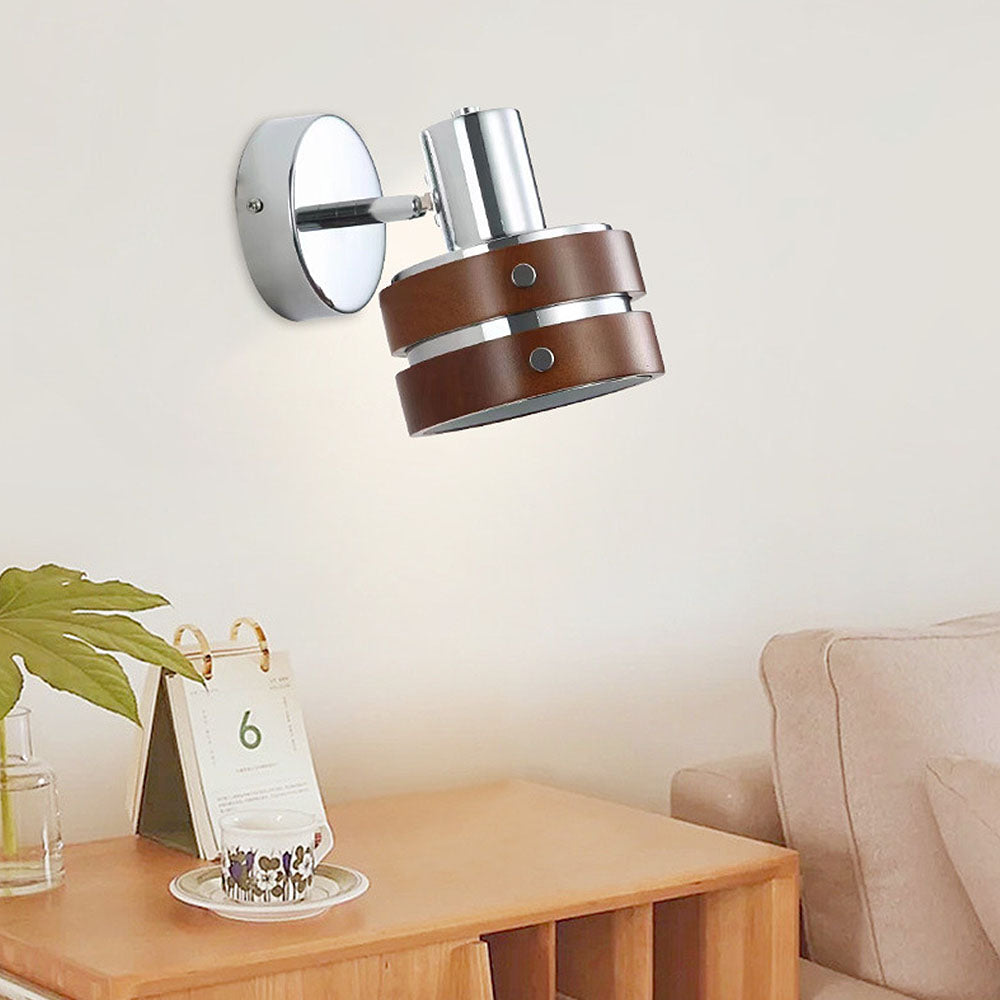 French Wood Bedside Walnut Wall Light -Homdiy