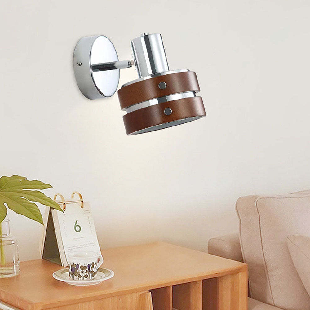 French Wood Bedside Walnut Wall Light -Homdiy