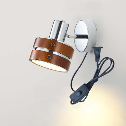 French Wood Bedside Walnut Wall Light -Homdiy