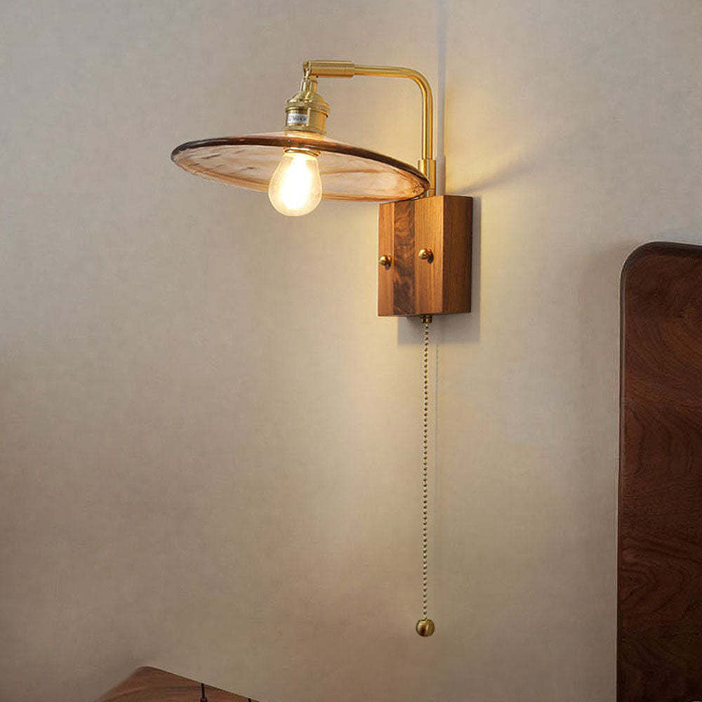 Medieval Brown Glass Wood Wall Light -Homdiy