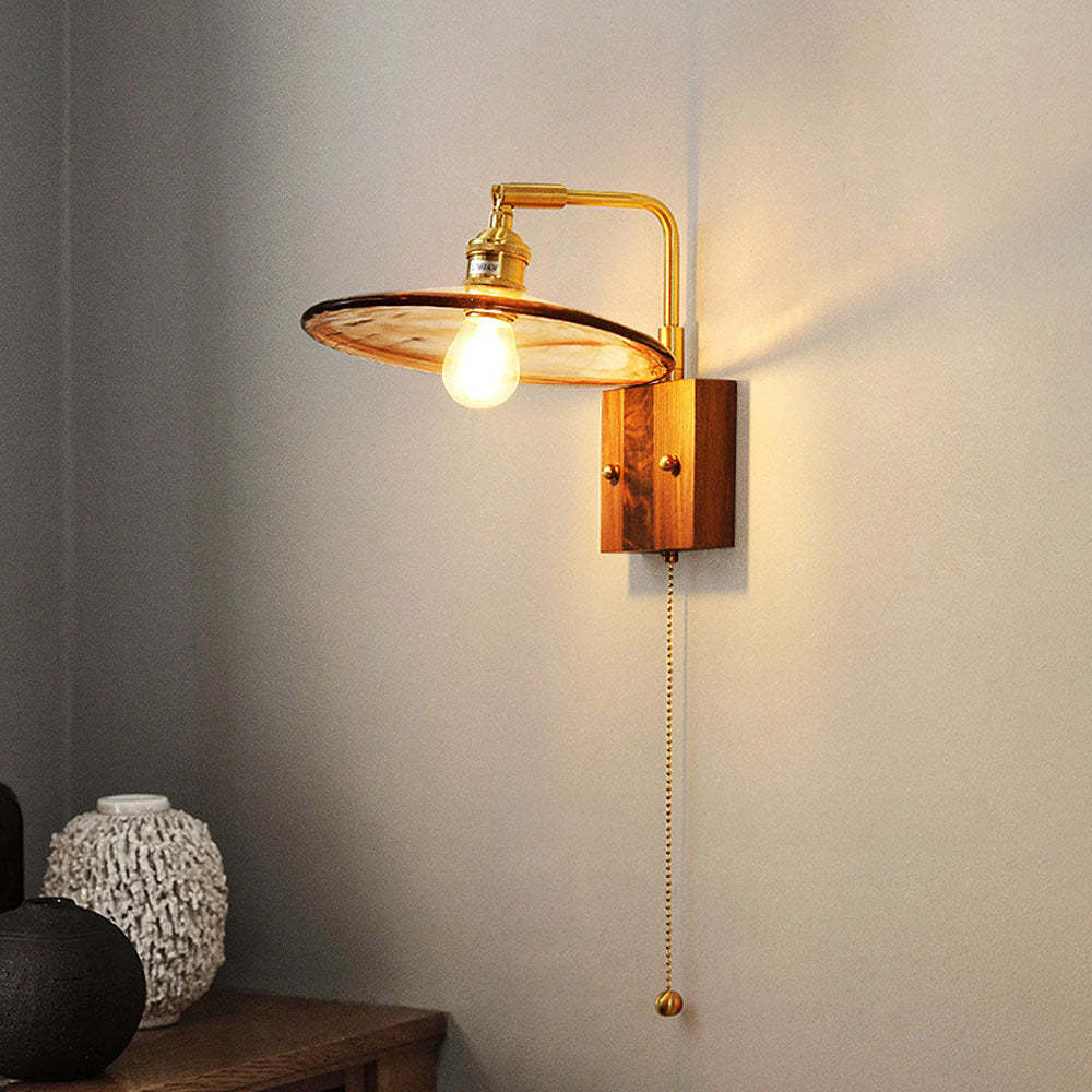 Medieval Brown Glass Wood Wall Light -Homdiy