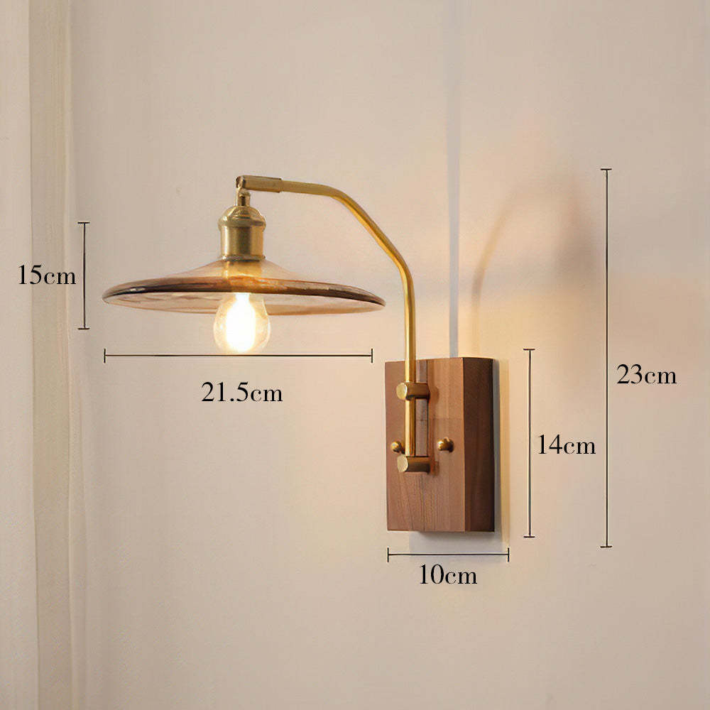 Medieval Brown Glass Wood Wall Light -Homdiy