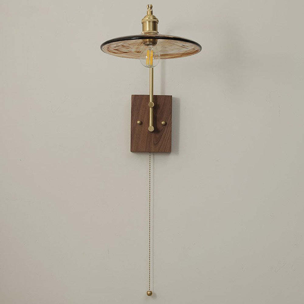 Medieval Brown Glass Wood Wall Light -Homdiy