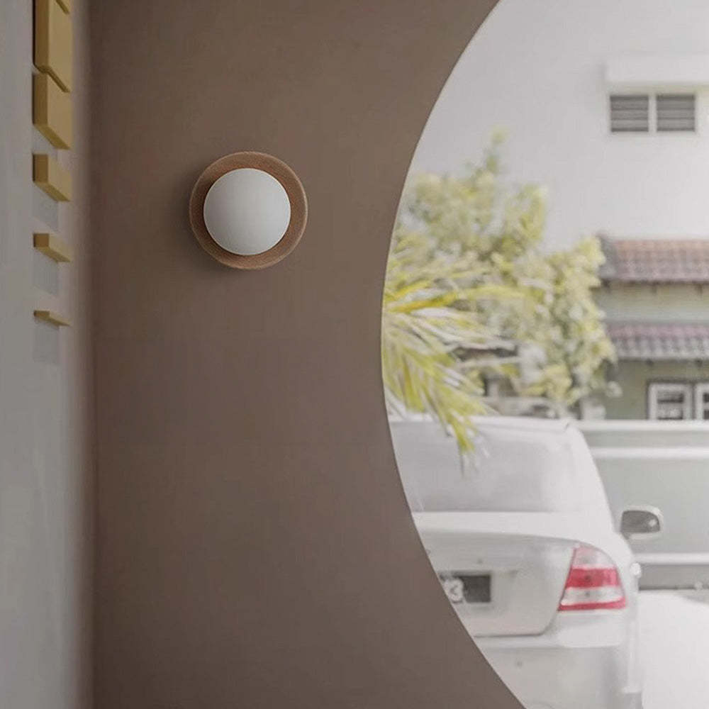 Natural Wood White Simple Wall Light -Homdiy