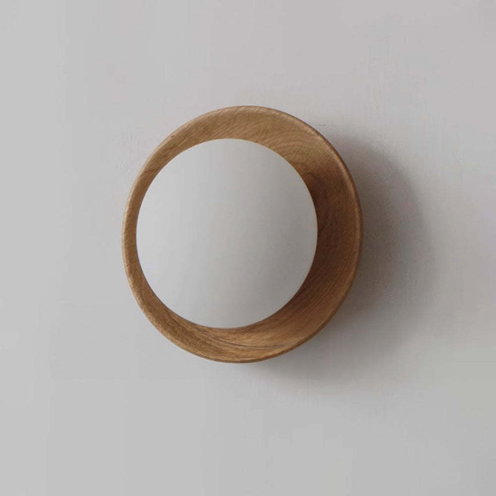 Natural Wood White Simple Wall Light -Homdiy