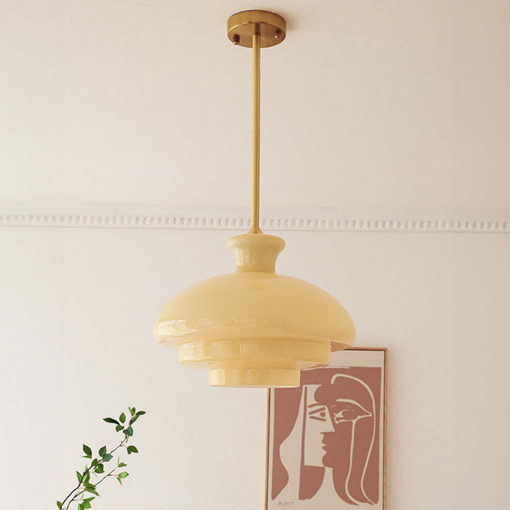Bauhaus Cream Yellow Glass Pendant Light -Homdiy