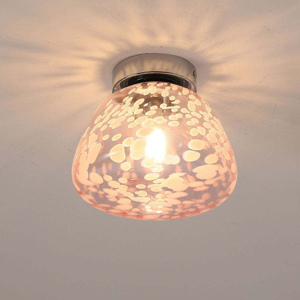 French Pink Clear Glass Hallway Ceiling Light -Homdiy