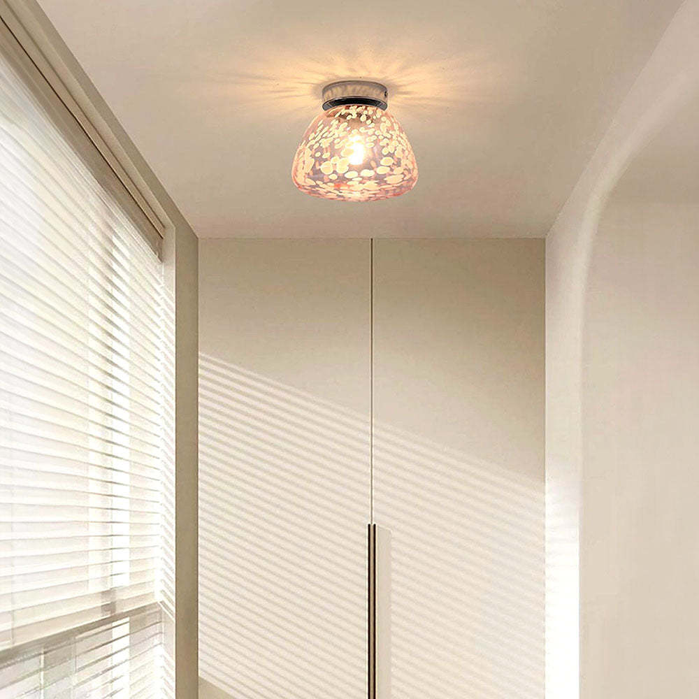French Pink Clear Glass Hallway Ceiling Light -Homdiy