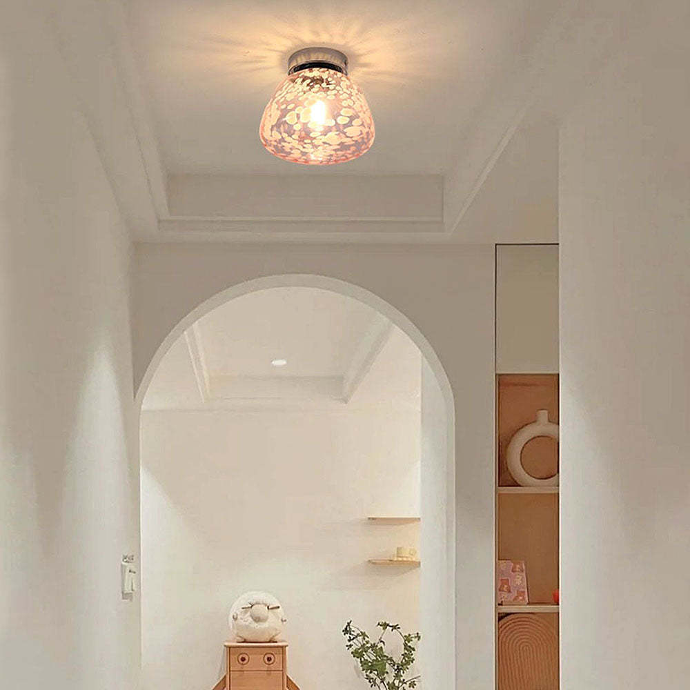 French Pink Clear Glass Hallway Ceiling Light -Homdiy