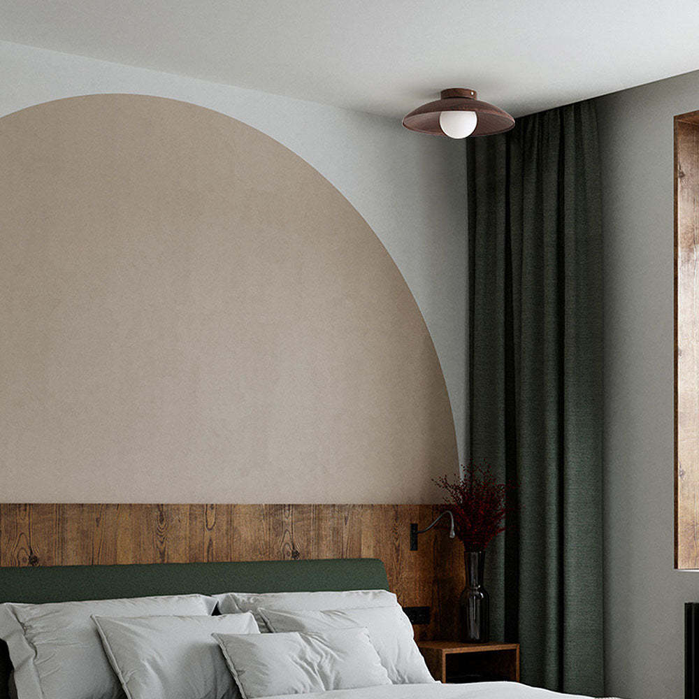 Minimalist Brown Iron Wooden Ceiling Light -Homdiy