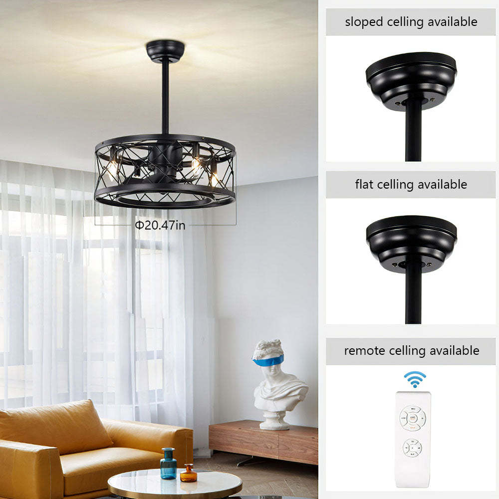 Contemporary Fancy Flush Living Room Ceiling Fan With Light And Remote -Homdiy