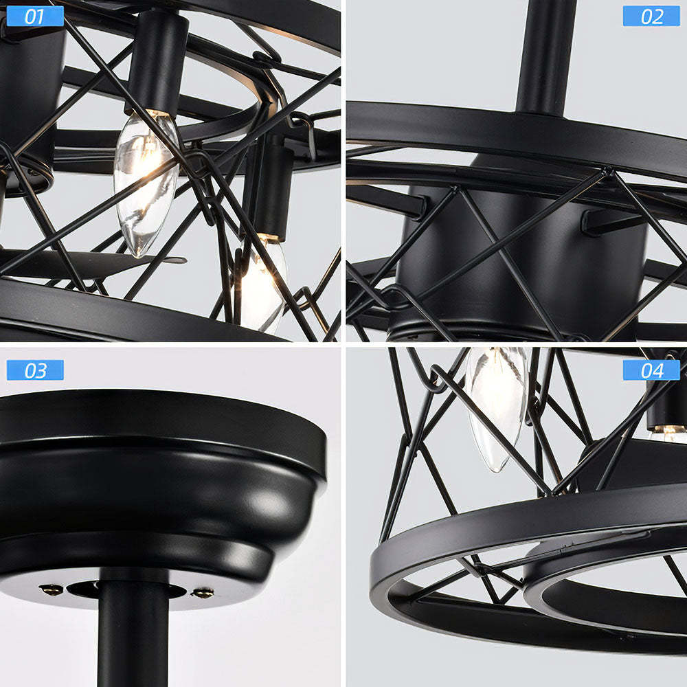 Contemporary Fancy Flush Living Room Ceiling Fan With Light And Remote -Homdiy