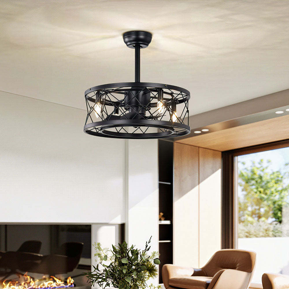 Contemporary Fancy Flush Living Room Ceiling Fan With Light And Remote -Homdiy