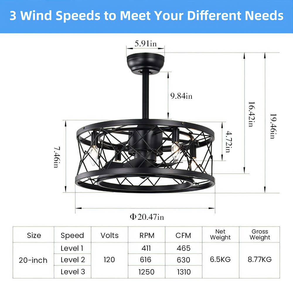 Contemporary Fancy Flush Living Room Ceiling Fan With Light And Remote -Homdiy