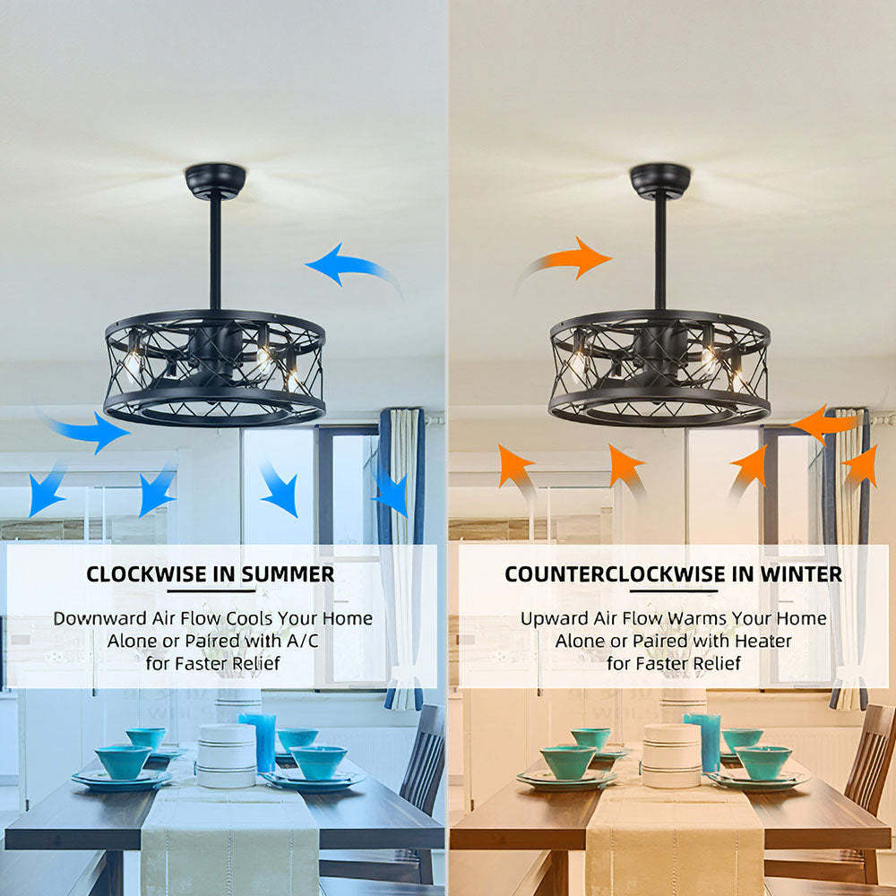 Contemporary Fancy Flush Living Room Ceiling Fan With Light And Remote -Homdiy