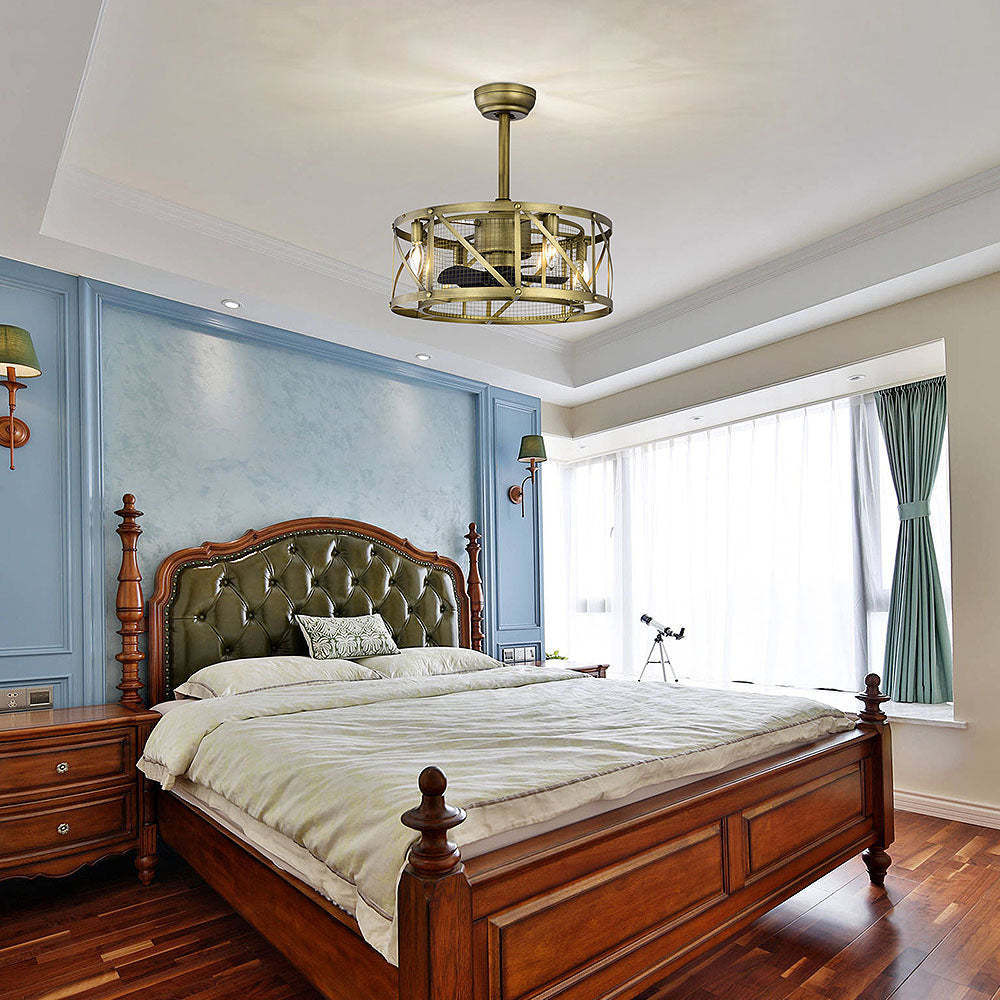 Contemporary Fancy Flush Living Room Ceiling Fan With Light And Remote -Homdiy