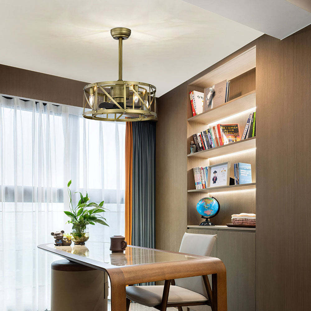 Contemporary Fancy Flush Living Room Ceiling Fan With Light And Remote -Homdiy