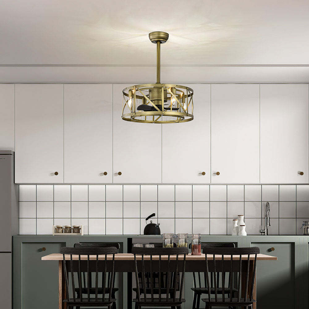 Contemporary Fancy Flush Living Room Ceiling Fan With Light And Remote -Homdiy