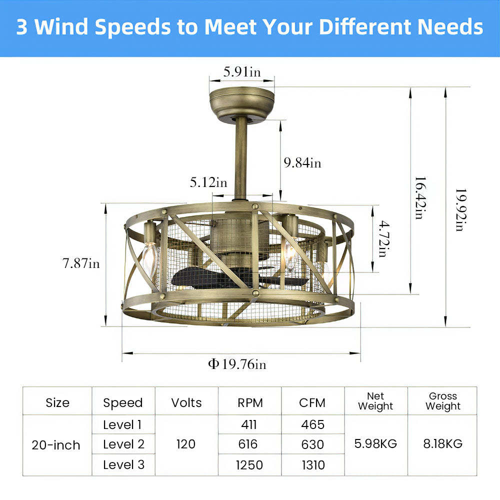 Contemporary Fancy Flush Living Room Ceiling Fan With Light And Remote -Homdiy