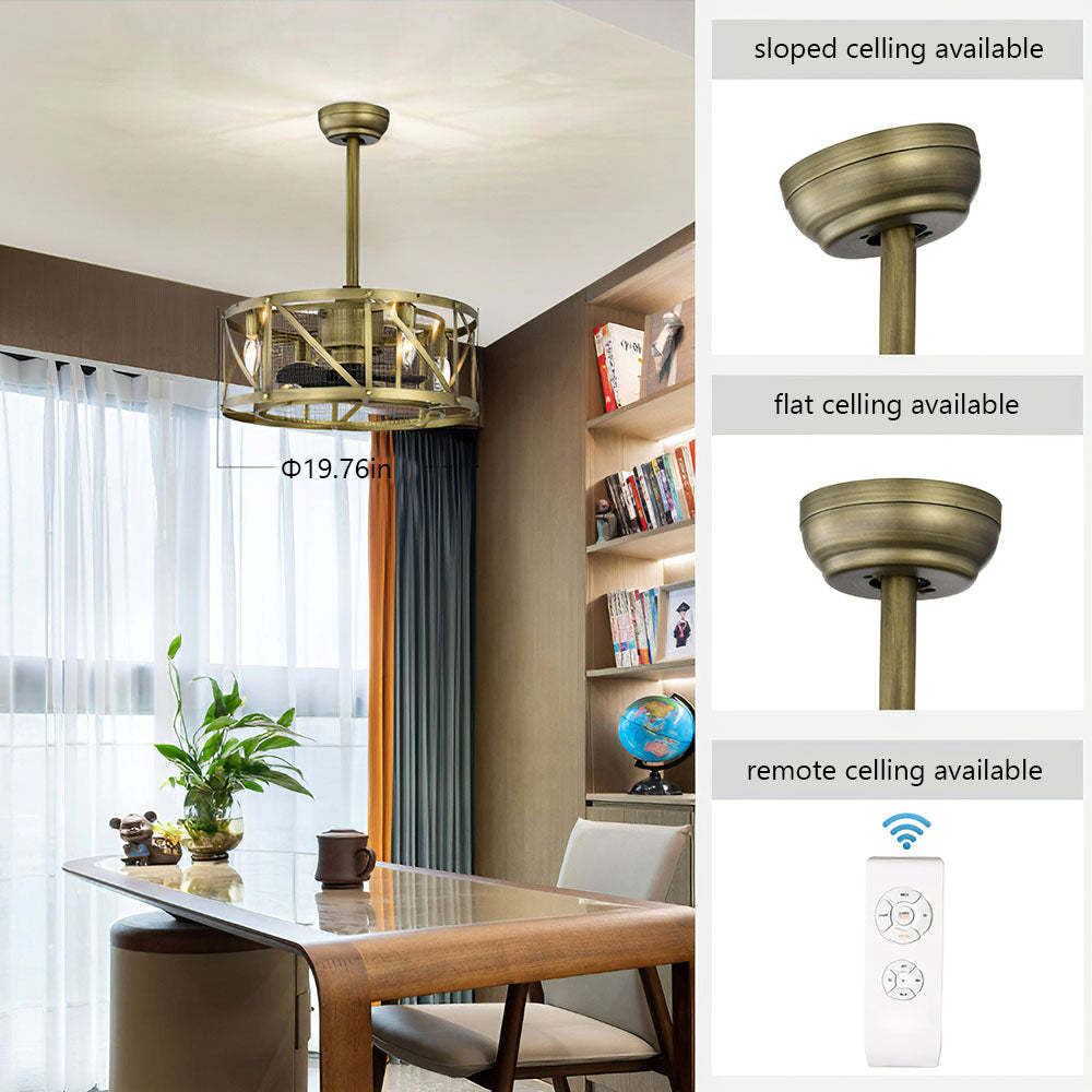 Contemporary Fancy Flush Living Room Ceiling Fan With Light And Remote -Homdiy